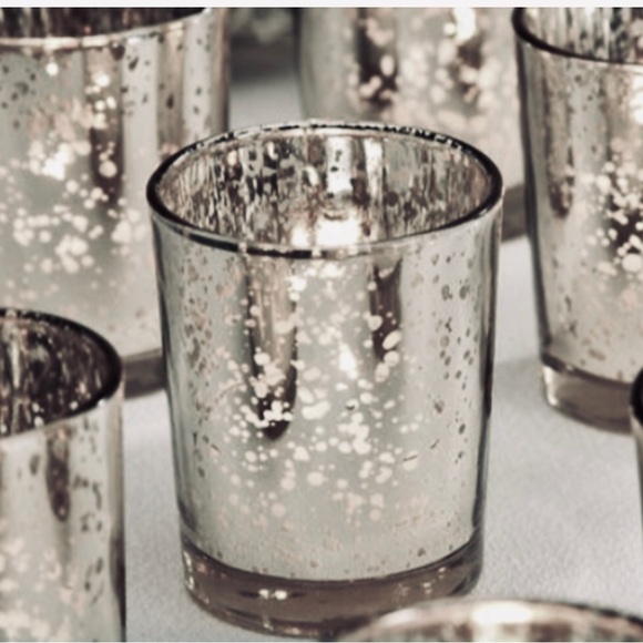 SALE 12 Silver Mercury Glass Votive Tealight Candle Holders, NEW in box - Picture 1 of 6